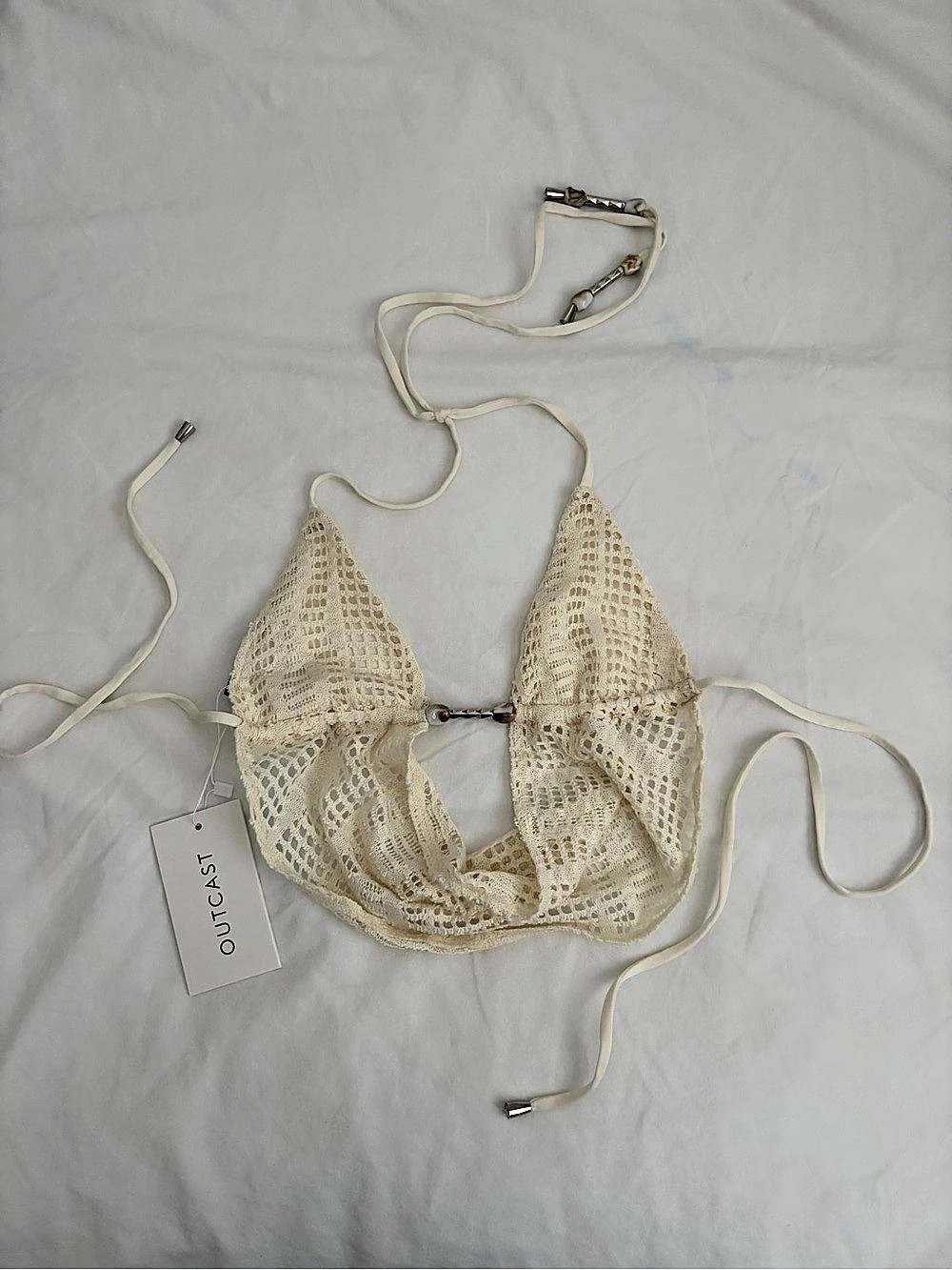 Outcast Crochet Bikini Top in Cream NWT